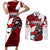 Personalized Canada Hockey Warrior Couples Matching Short Sleeve Bodycon Dress and Long Sleeve Button Shirt Bold Maple Leaf Sports Art
