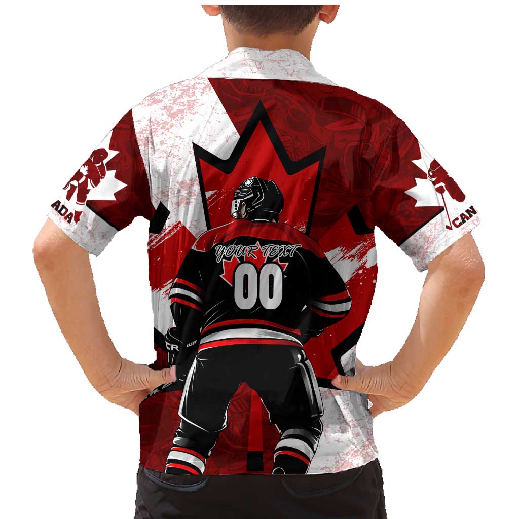 Personalized Canada Hockey Warrior Family Matching Mermaid Dress and Hawaiian Shirt Bold Maple Leaf Sports Art