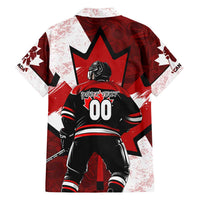 Personalized Canada Hockey Warrior Family Matching Off Shoulder Short Dress and Hawaiian Shirt Bold Maple Leaf Sports Art
