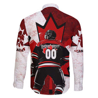 Personalized Canada Hockey Warrior Family Matching Off Shoulder Short Dress and Hawaiian Shirt Bold Maple Leaf Sports Art