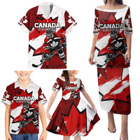 Personalized Canada Hockey Warrior Family Matching Puletasi and Hawaiian Shirt Bold Maple Leaf Sports Art