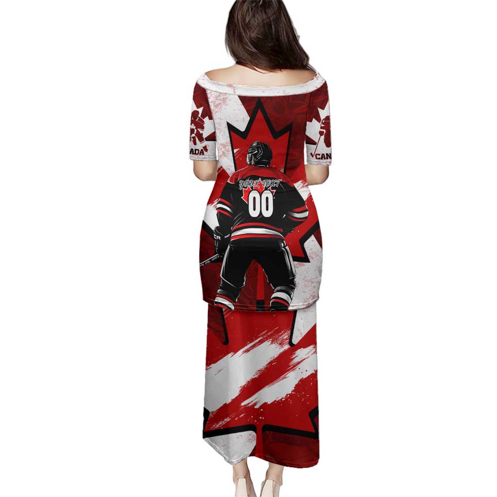 Personalized Canada Hockey Warrior Family Matching Puletasi and Hawaiian Shirt Bold Maple Leaf Sports Art