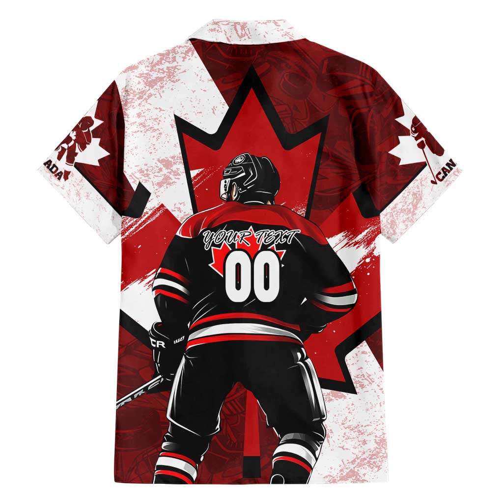 Personalized Canada Hockey Warrior Family Matching Short Sleeve Bodycon Dress and Hawaiian Shirt Bold Maple Leaf Sports Art