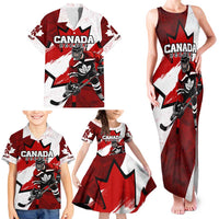 Personalized Canada Hockey Warrior Family Matching Tank Maxi Dress and Hawaiian Shirt Bold Maple Leaf Sports Art