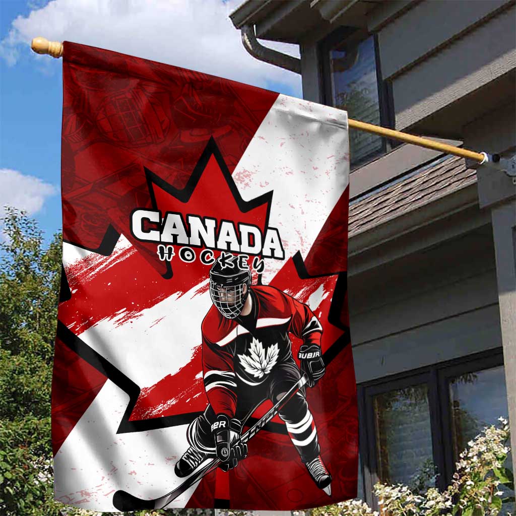 Canada Hockey Warrior Garden Flag Bold Maple Leaf Sports Art