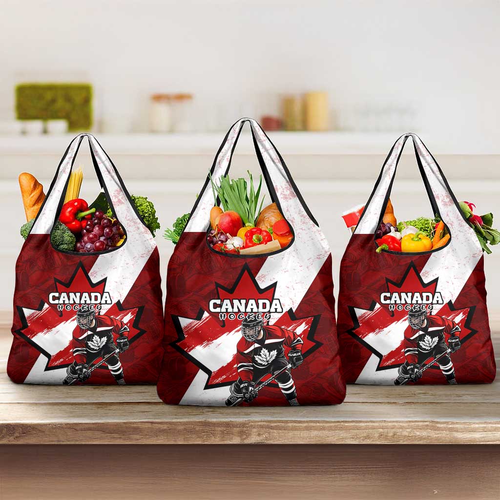 Canada Hockey Warrior Grocery Bag Bold Maple Leaf Sports Art
