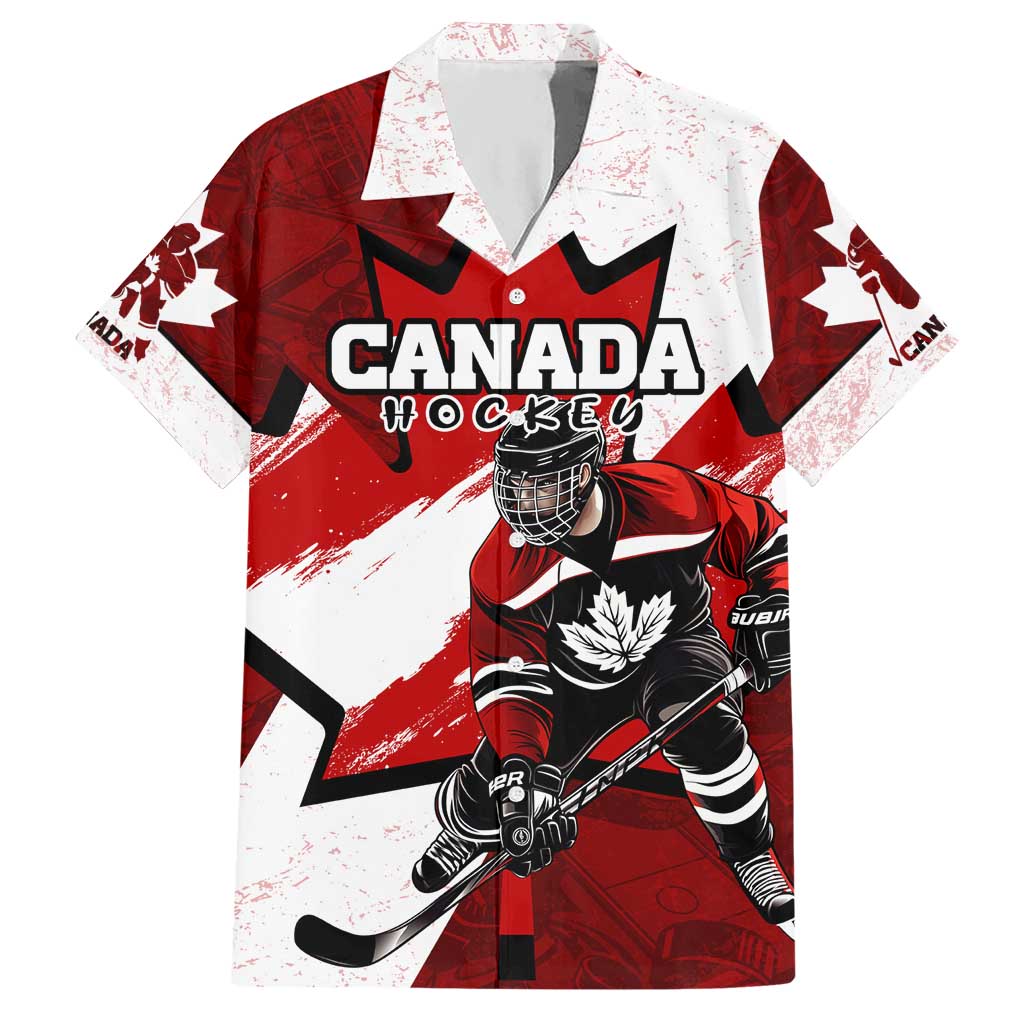 Personalized Canada Hockey Warrior Hawaiian Shirt Bold Maple Leaf Sports Art