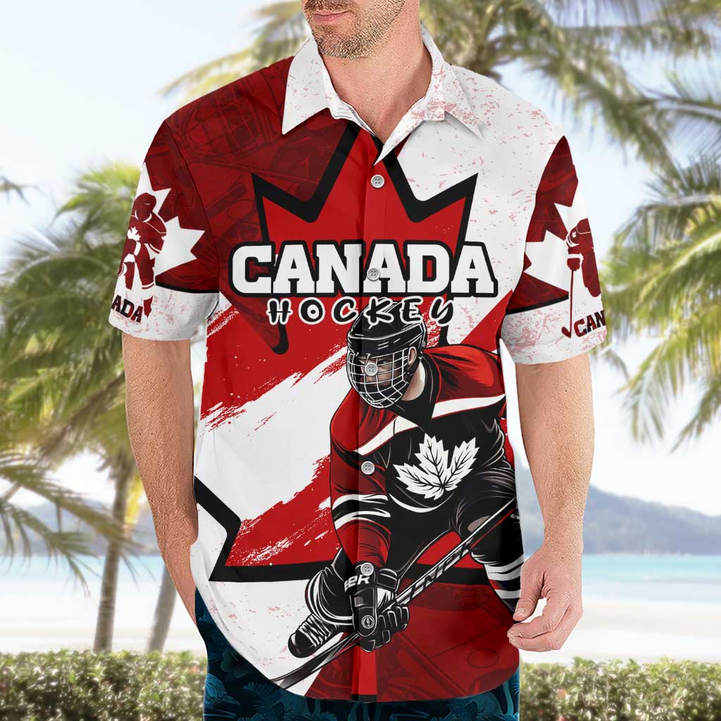 Personalized Canada Hockey Warrior Hawaiian Shirt Bold Maple Leaf Sports Art