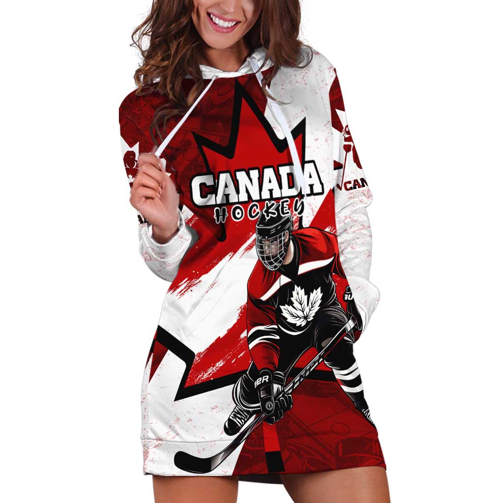 Personalized Canada Hockey Warrior Hoodie Dress Bold Maple Leaf Sports Art