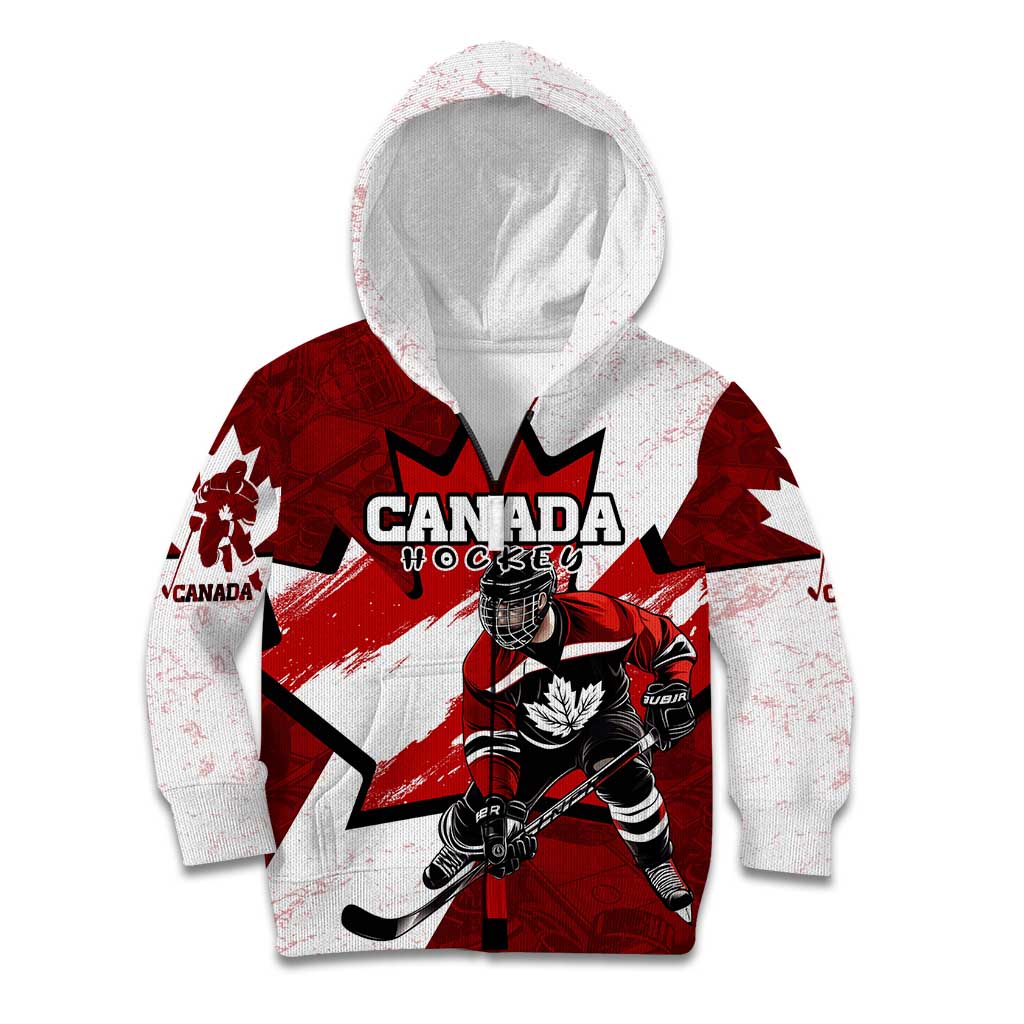 Personalized Canada Hockey Warrior Kid Hoodie Bold Maple Leaf Sports Art