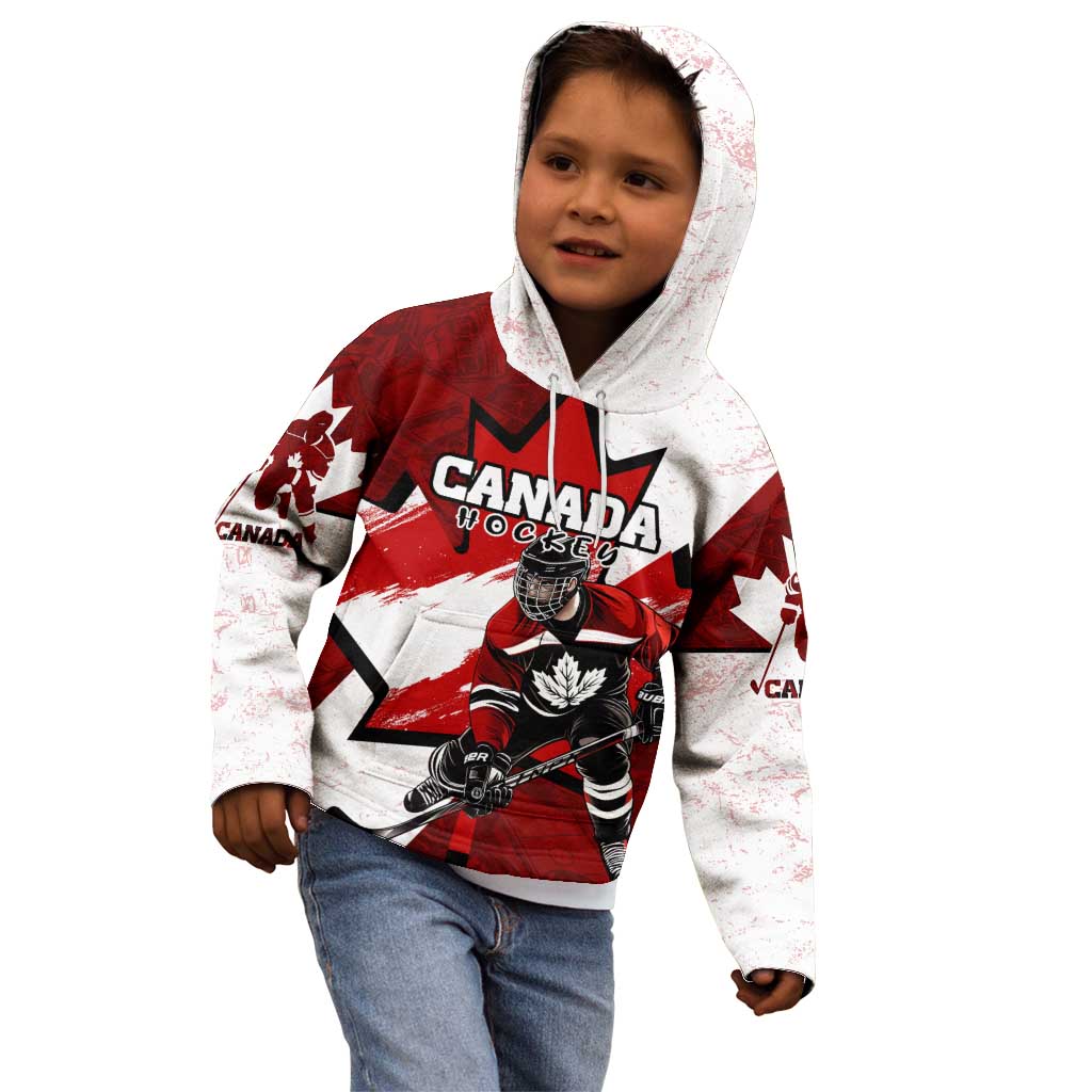 Personalized Canada Hockey Warrior Kid Hoodie Bold Maple Leaf Sports Art