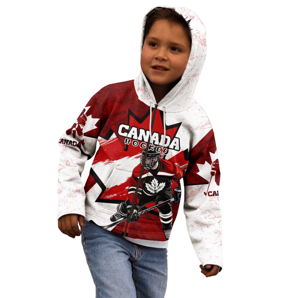 Personalized Canada Hockey Warrior Kid Hoodie Bold Maple Leaf Sports Art