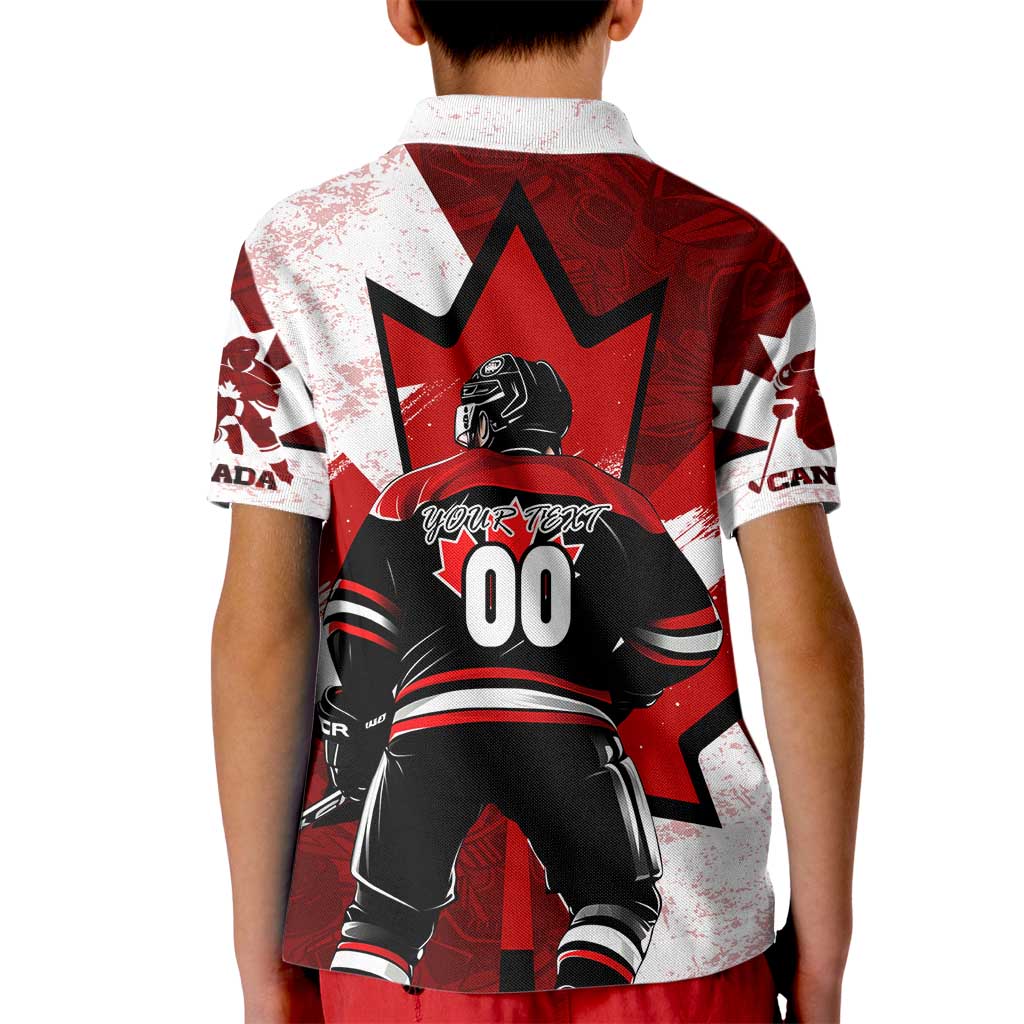 Personalized Canada Hockey Warrior Kid Polo Shirt Bold Maple Leaf Sports Art
