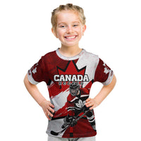 Personalized Canada Hockey Warrior Kid T Shirt Bold Maple Leaf Sports Art