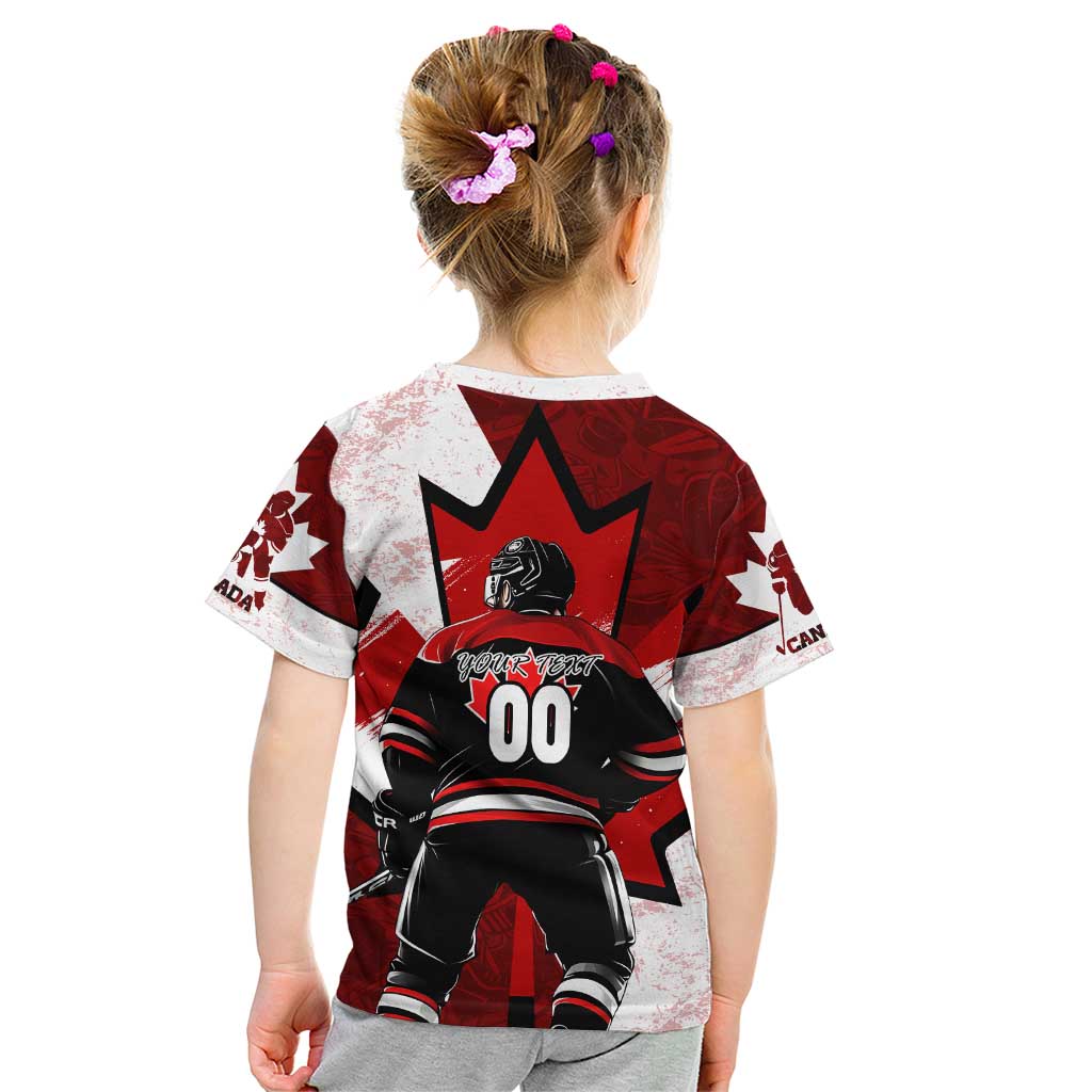 Personalized Canada Hockey Warrior Kid T Shirt Bold Maple Leaf Sports Art