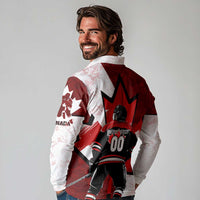 Personalized Canada Hockey Warrior Long Sleeve Polo Shirt Bold Maple Leaf Sports Art