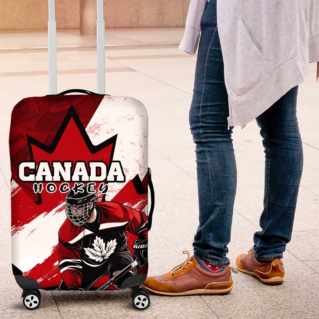 Canada Hockey Warrior Luggage Cover Bold Maple Leaf Sports Art