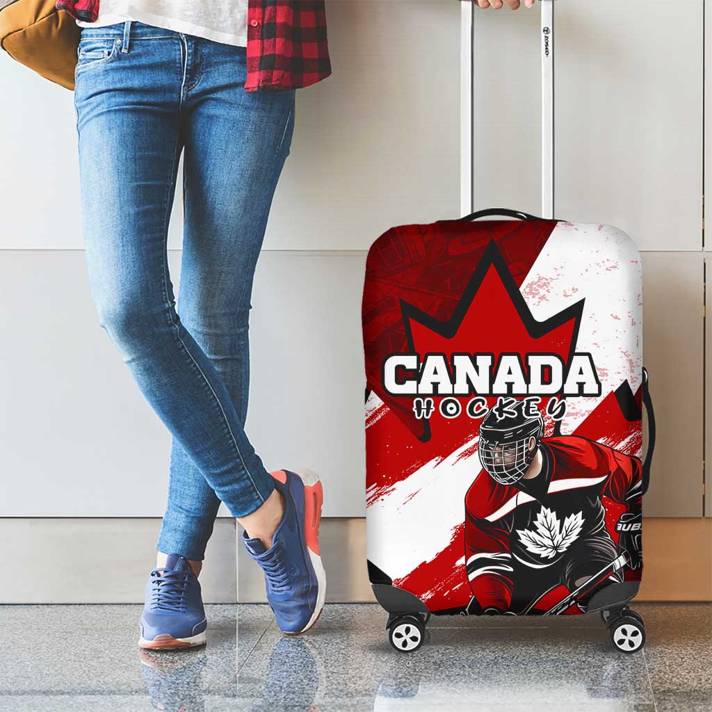 Canada Hockey Warrior Luggage Cover Bold Maple Leaf Sports Art