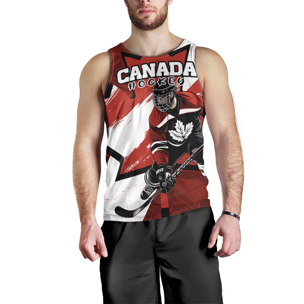 Personalized Canada Hockey Warrior Men Tank Top Bold Maple Leaf Sports Art