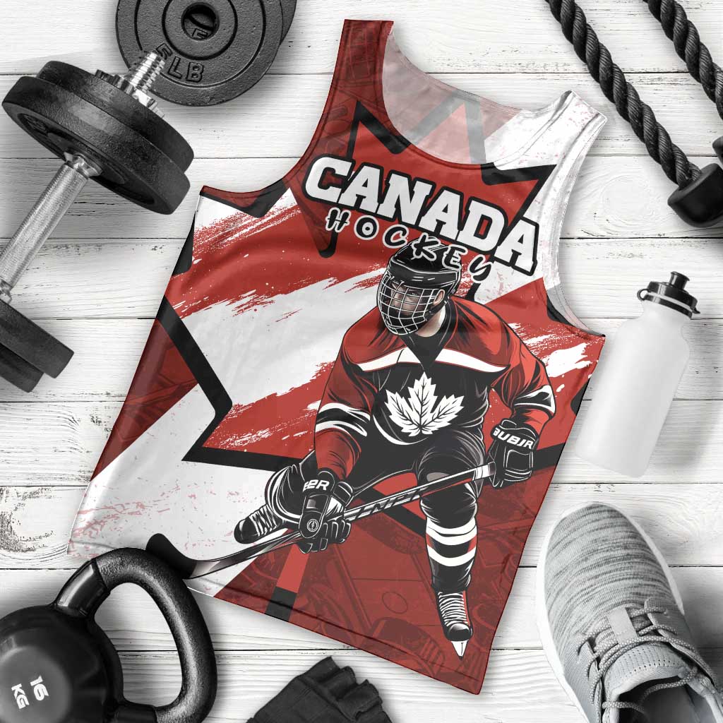 Personalized Canada Hockey Warrior Men Tank Top Bold Maple Leaf Sports Art