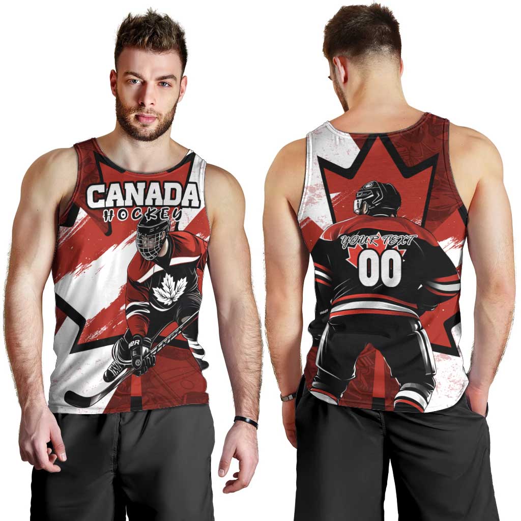 Personalized Canada Hockey Warrior Men Tank Top Bold Maple Leaf Sports Art