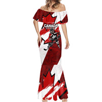 Personalized Canada Hockey Warrior Mermaid Dress Bold Maple Leaf Sports Art