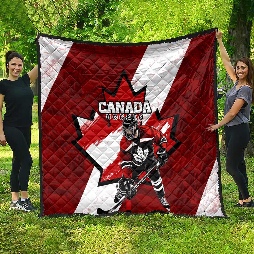 Canada Hockey Warrior Quilt Bold Maple Leaf Sports Art