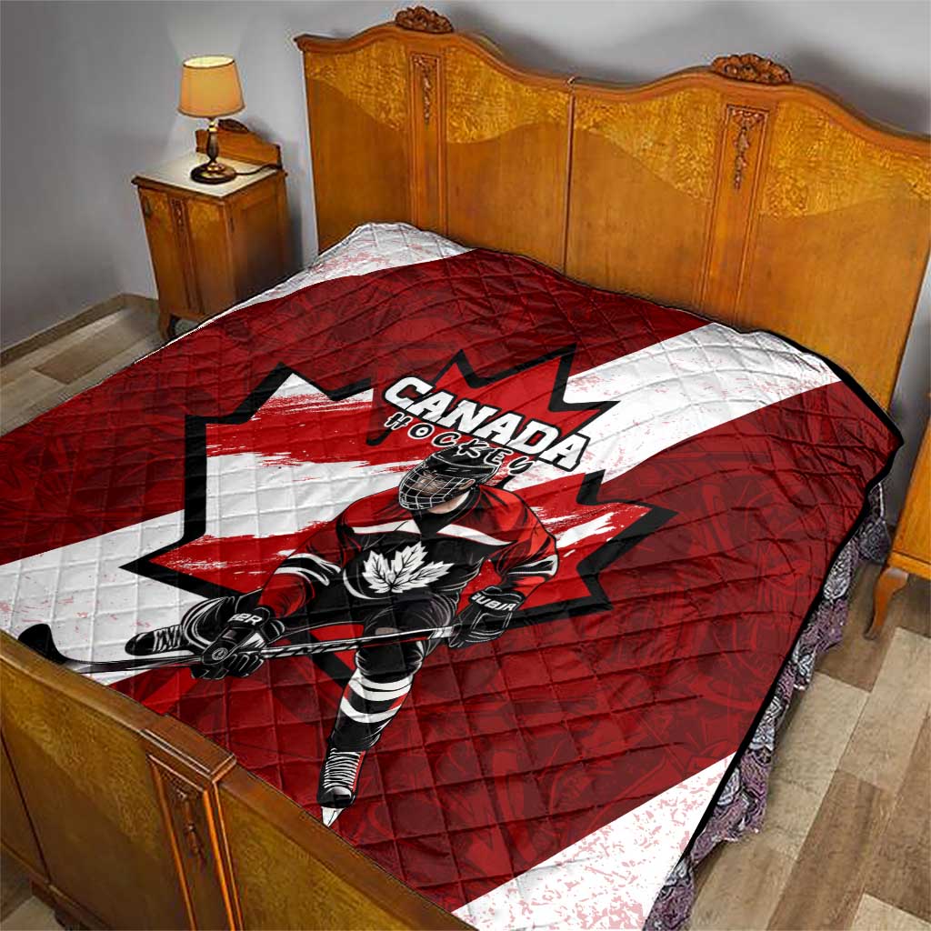 Canada Hockey Warrior Quilt Bold Maple Leaf Sports Art