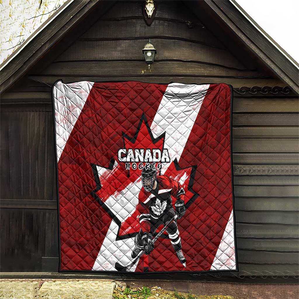Canada Hockey Warrior Quilt Bold Maple Leaf Sports Art