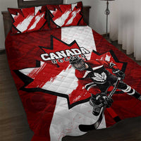 Canada Hockey Warrior Quilt Bed Set Bold Maple Leaf Sports Art