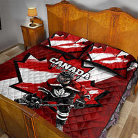Canada Hockey Warrior Quilt Bed Set Bold Maple Leaf Sports Art