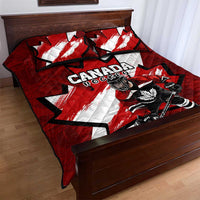 Canada Hockey Warrior Quilt Bed Set Bold Maple Leaf Sports Art