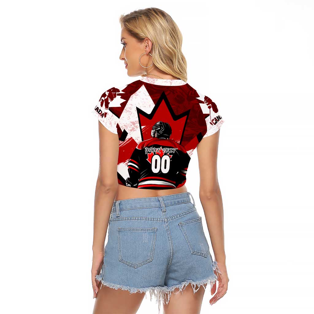Personalized Canada Hockey Warrior Raglan Cropped T Shirt Bold Maple Leaf Sports Art