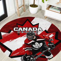 Canada Hockey Warrior Round Carpet Bold Maple Leaf Sports Art