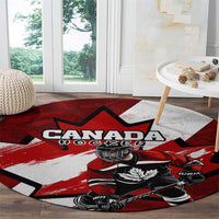 Canada Hockey Warrior Round Carpet Bold Maple Leaf Sports Art