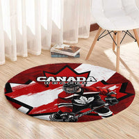 Canada Hockey Warrior Round Carpet Bold Maple Leaf Sports Art