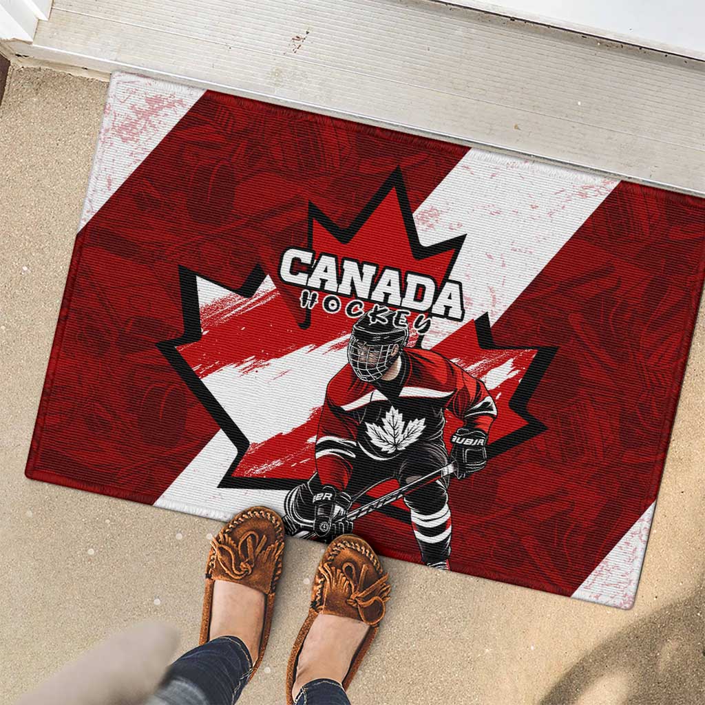 Canada Hockey Warrior Rubber Doormat Bold Maple Leaf Sports Art