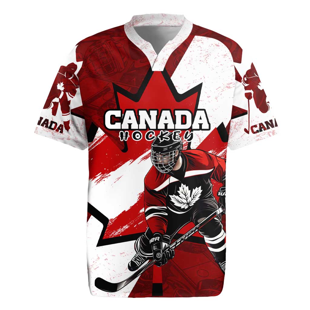 Personalized Canada Hockey Warrior Rugby Jersey Bold Maple Leaf Sports Art