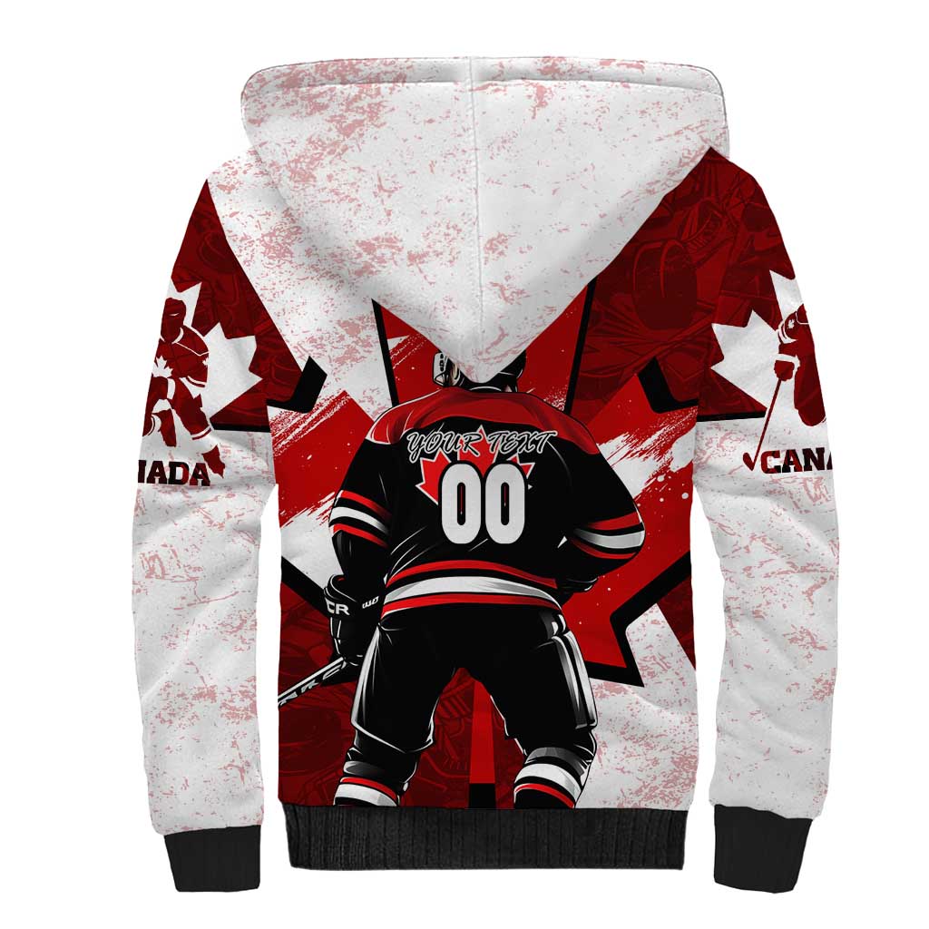 Personalized Canada Hockey Warrior Sherpa Hoodie Bold Maple Leaf Sports Art