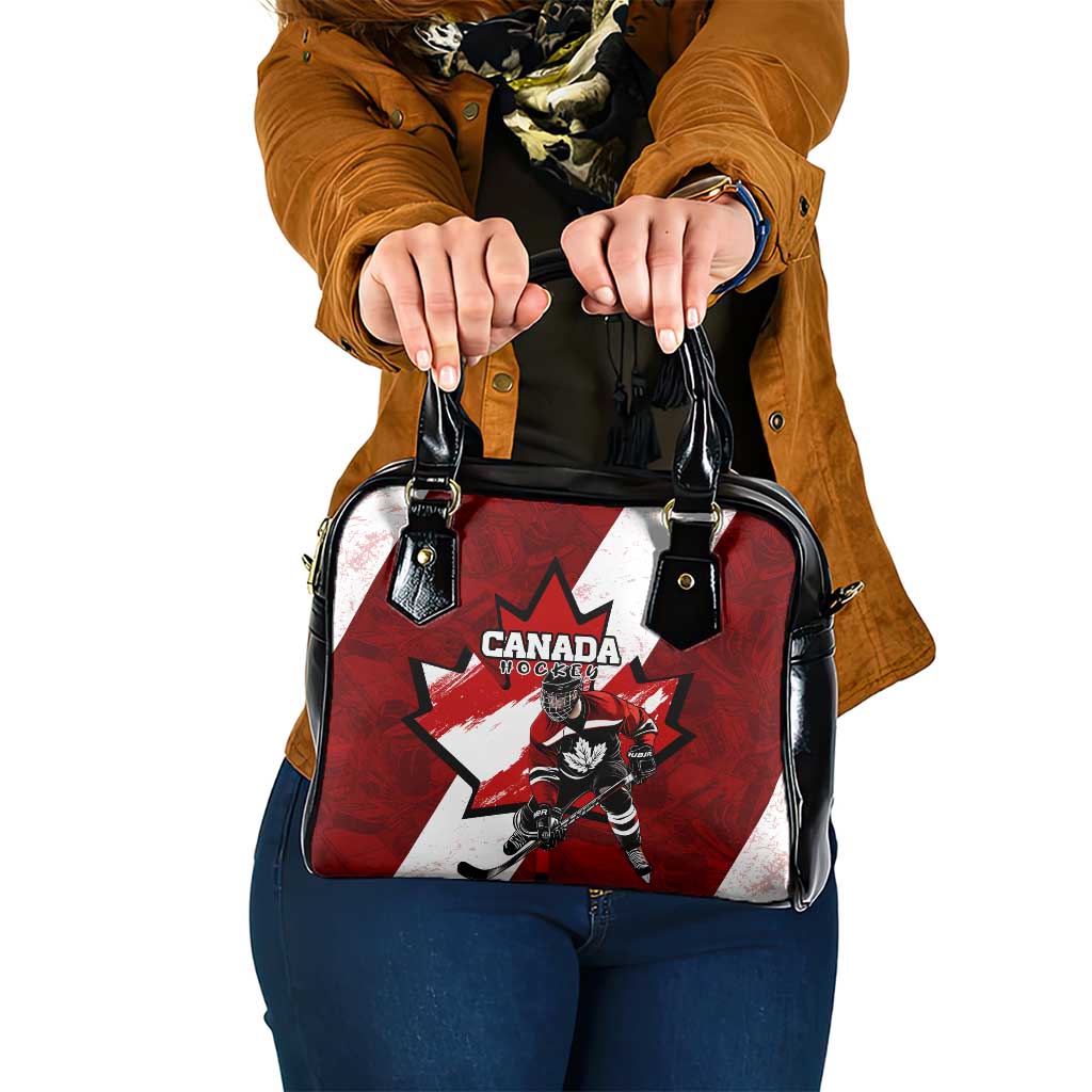 Canada Hockey Warrior Shoulder Handbag Bold Maple Leaf Sports Art