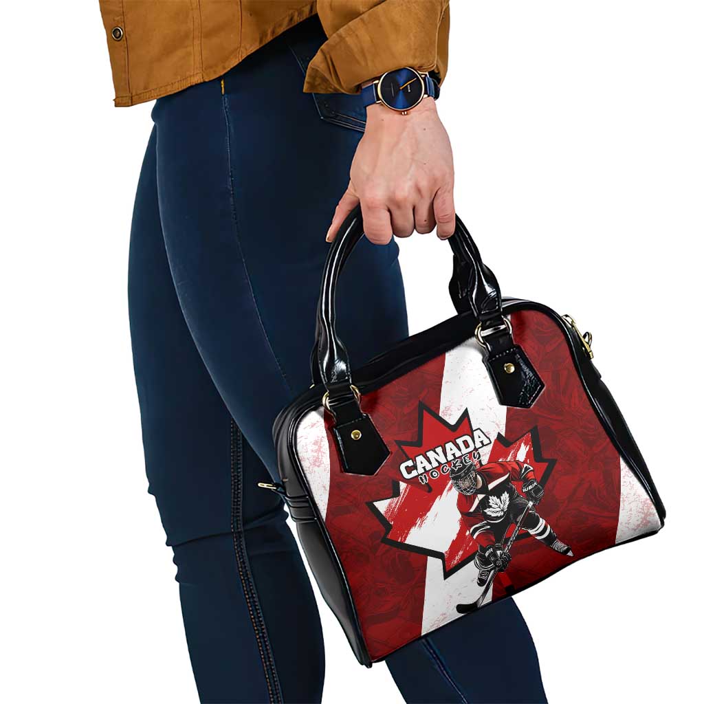 Canada Hockey Warrior Shoulder Handbag Bold Maple Leaf Sports Art