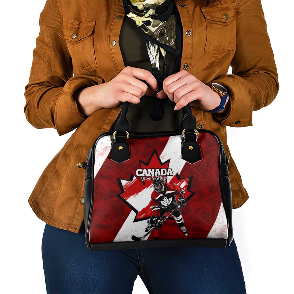 Canada Hockey Warrior Shoulder Handbag Bold Maple Leaf Sports Art