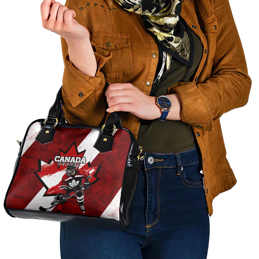 Canada Hockey Warrior Shoulder Handbag Bold Maple Leaf Sports Art