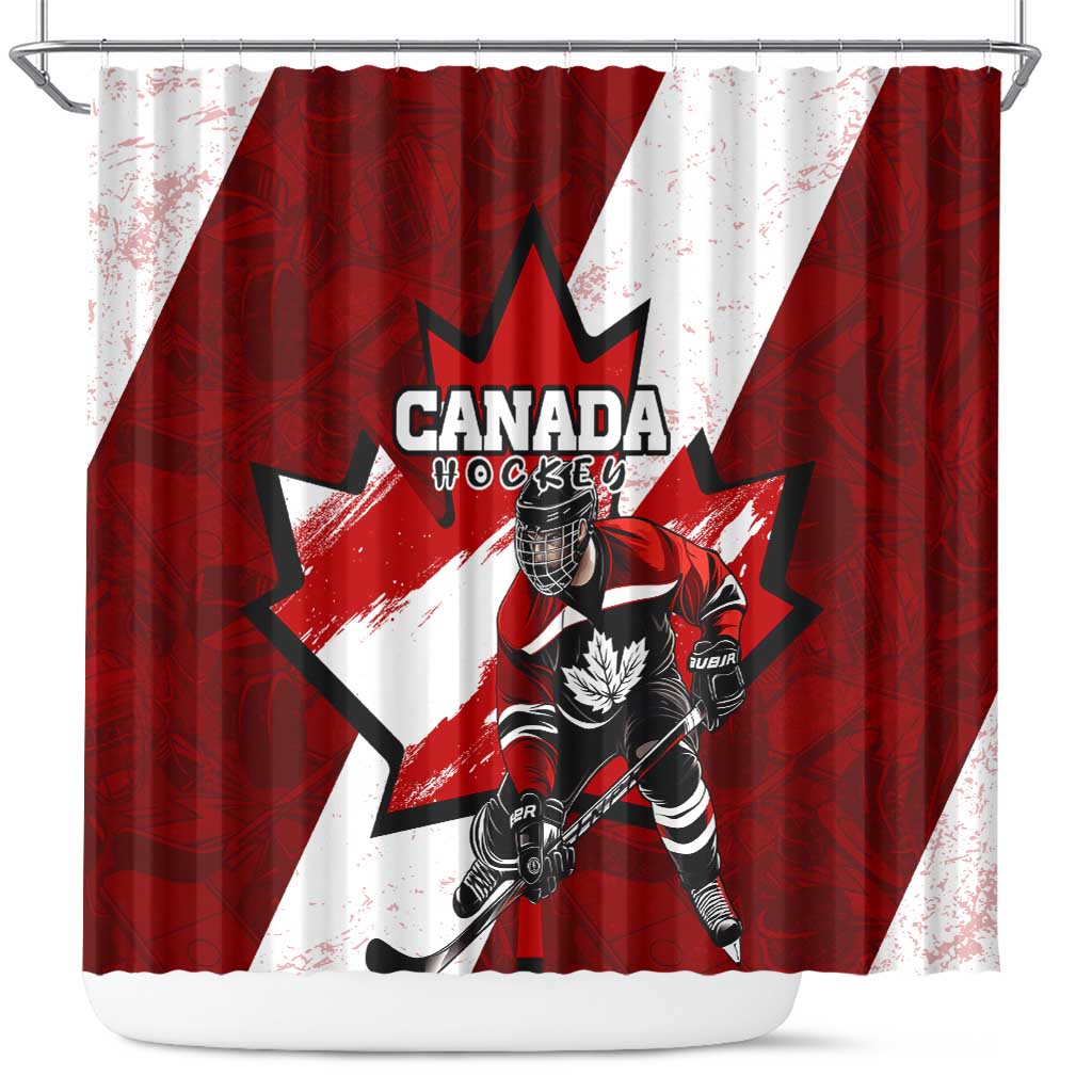 Canada Hockey Warrior Shower Curtain Bold Maple Leaf Sports Art