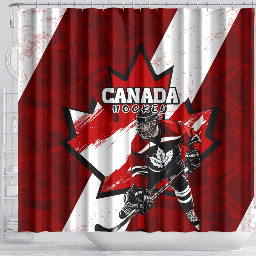 Canada Hockey Warrior Shower Curtain Bold Maple Leaf Sports Art
