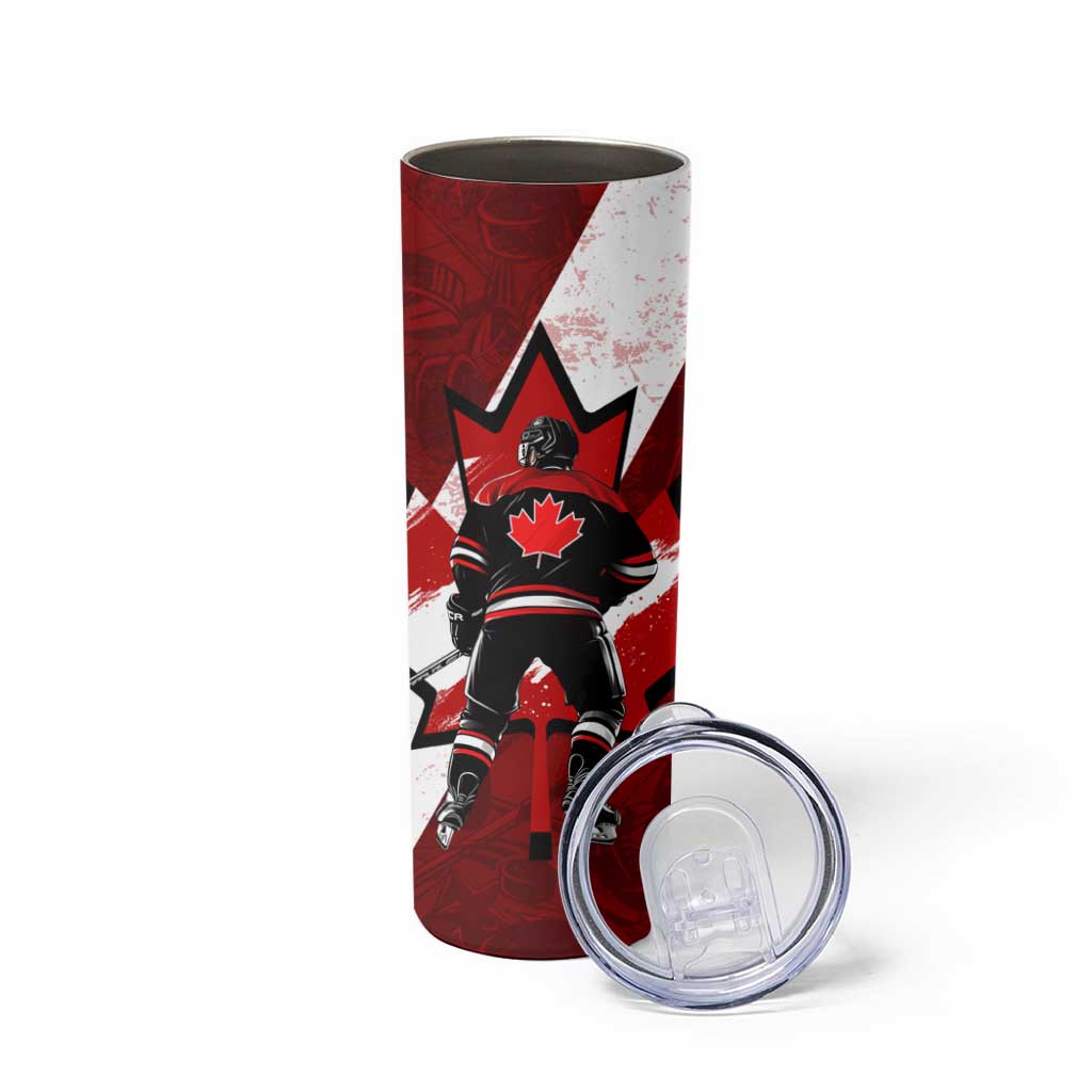Canada Hockey Warrior Skinny Tumbler Bold Maple Leaf Sports Art