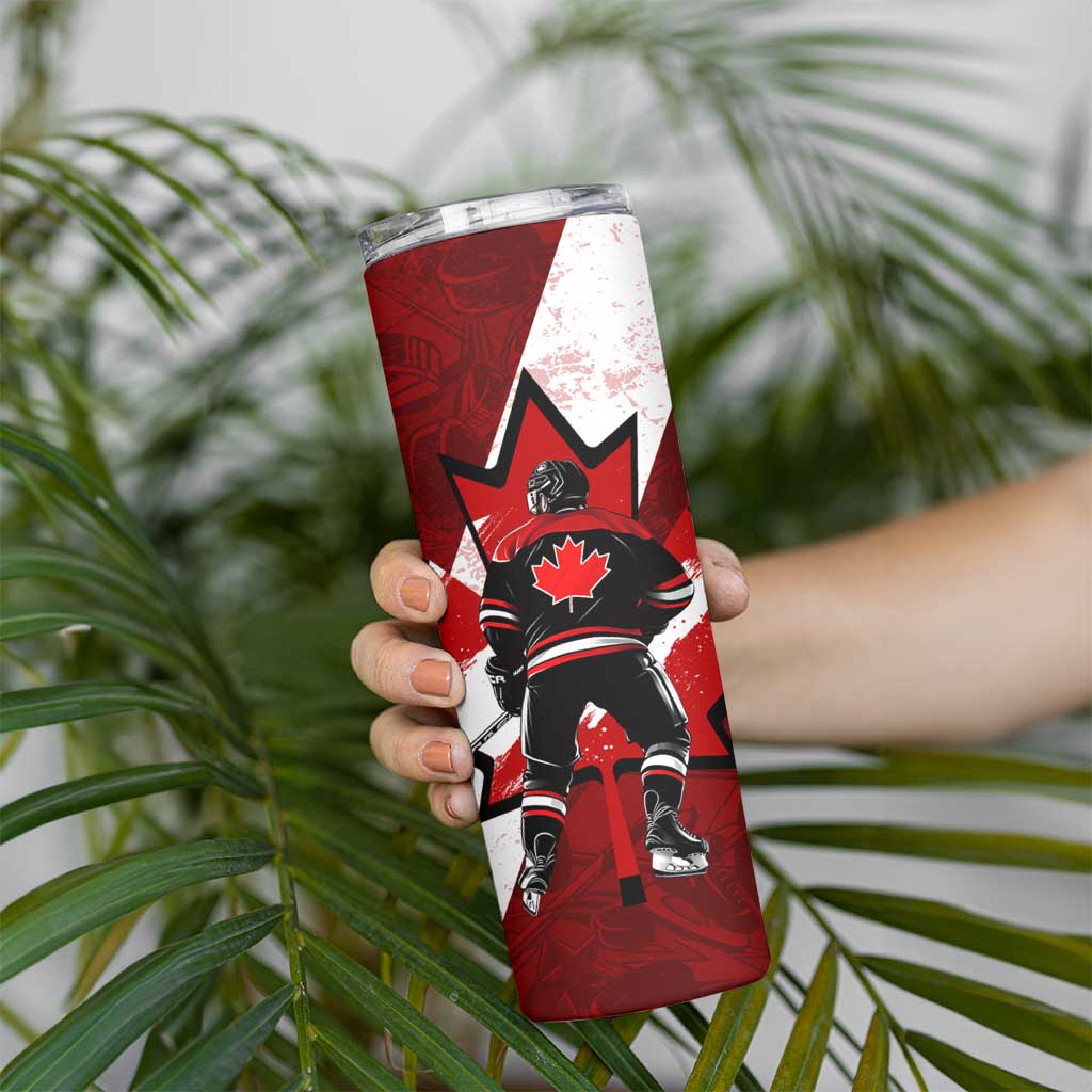 Canada Hockey Warrior Skinny Tumbler Bold Maple Leaf Sports Art