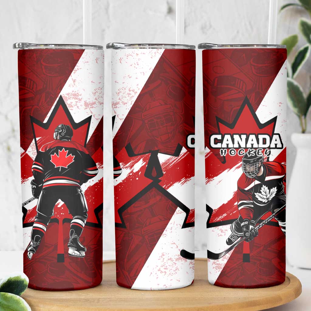 Canada Hockey Warrior Skinny Tumbler Bold Maple Leaf Sports Art