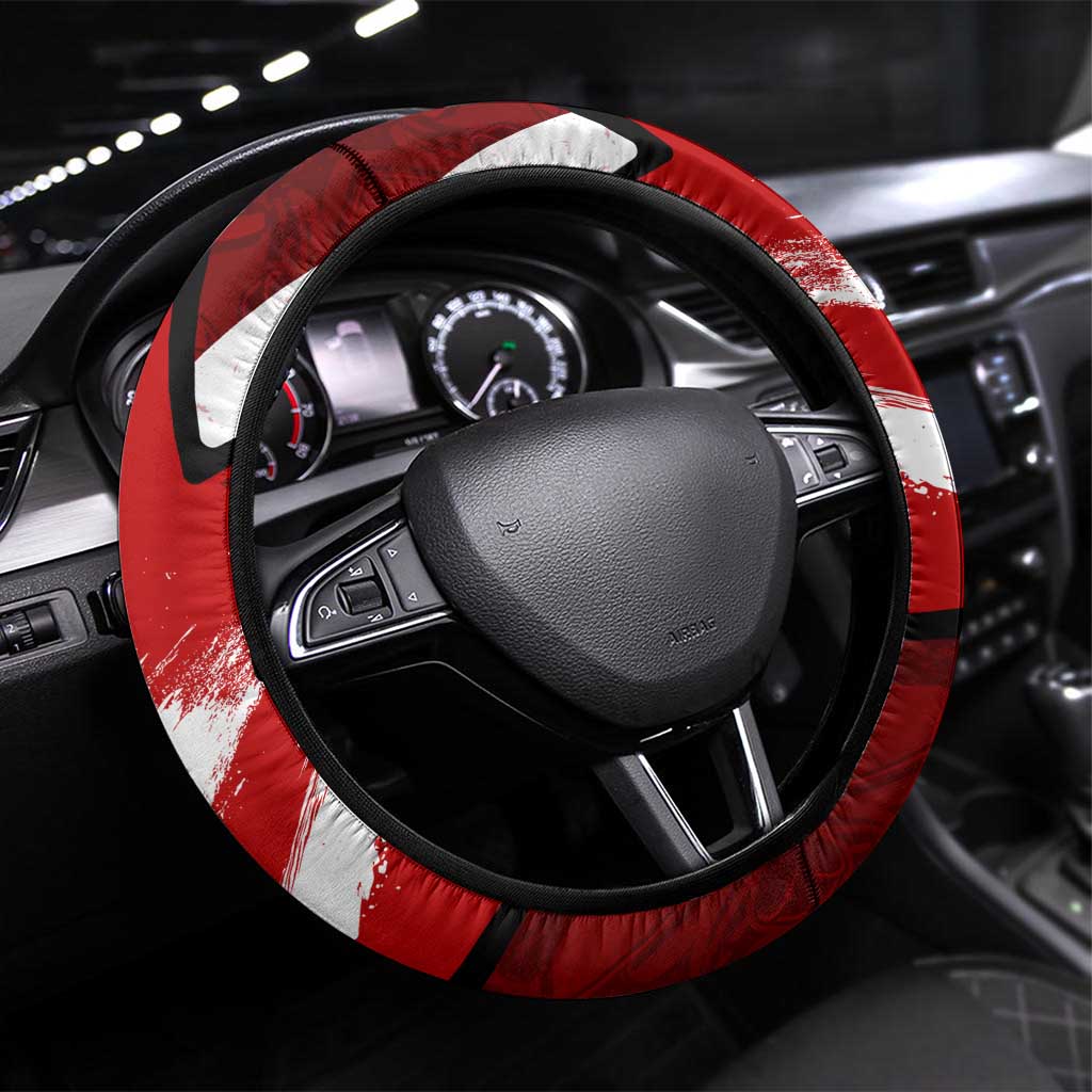 Canada Hockey Warrior Steering Wheel Cover Bold Maple Leaf Sports Art