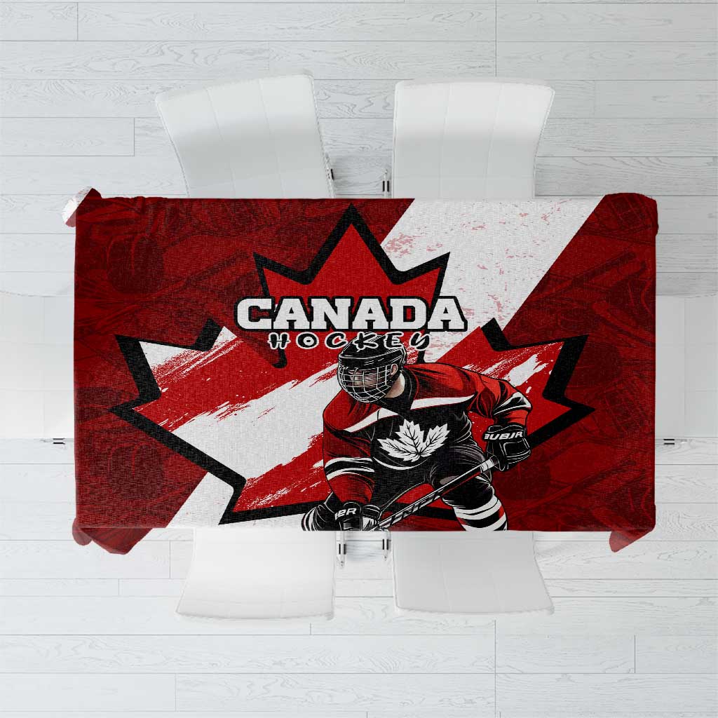 Canada Hockey Warrior Tablecloth Bold Maple Leaf Sports Art
